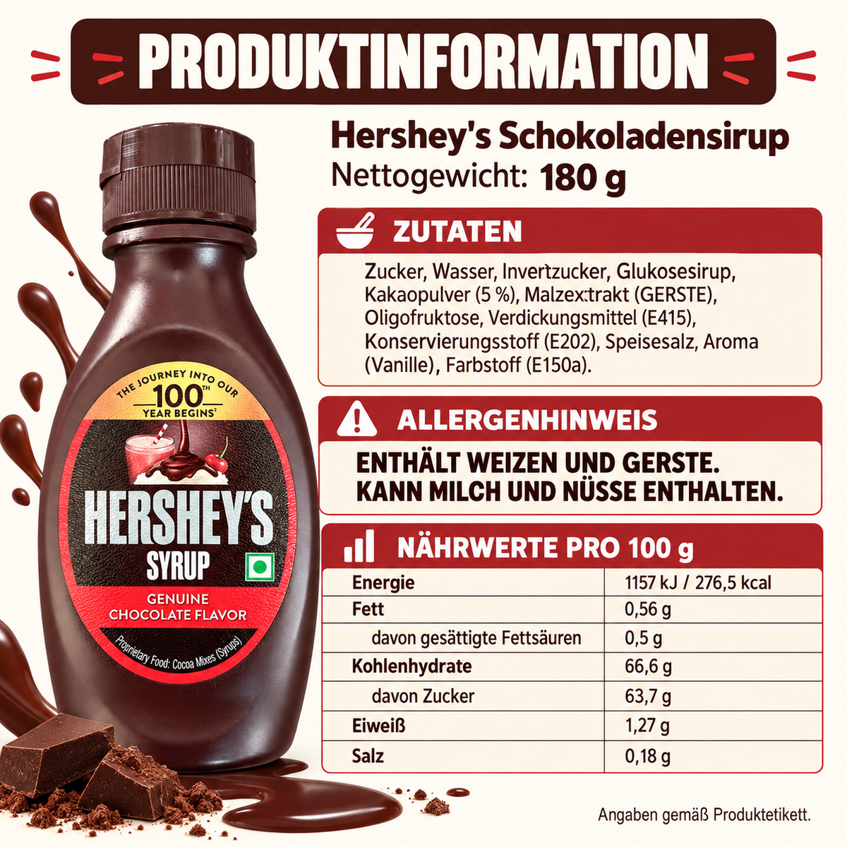 Hershey’s Schokoladensirup – Chocolate Flavor, 180 g