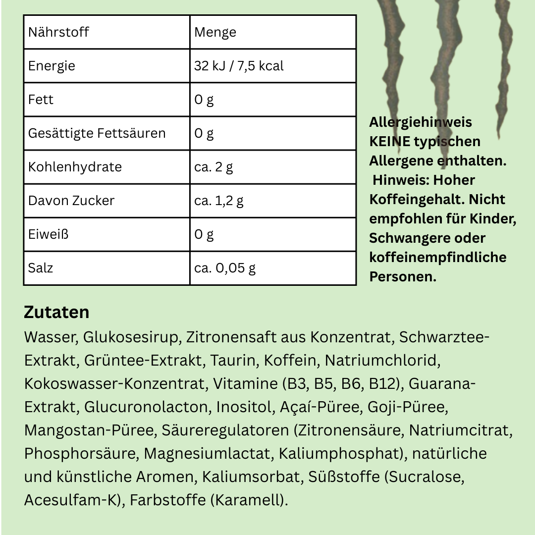 Monster Energie Dragon Ice Tea Lemon 473ml – Zuckerfreier Energy Drink mit Zitrone-Geschmack