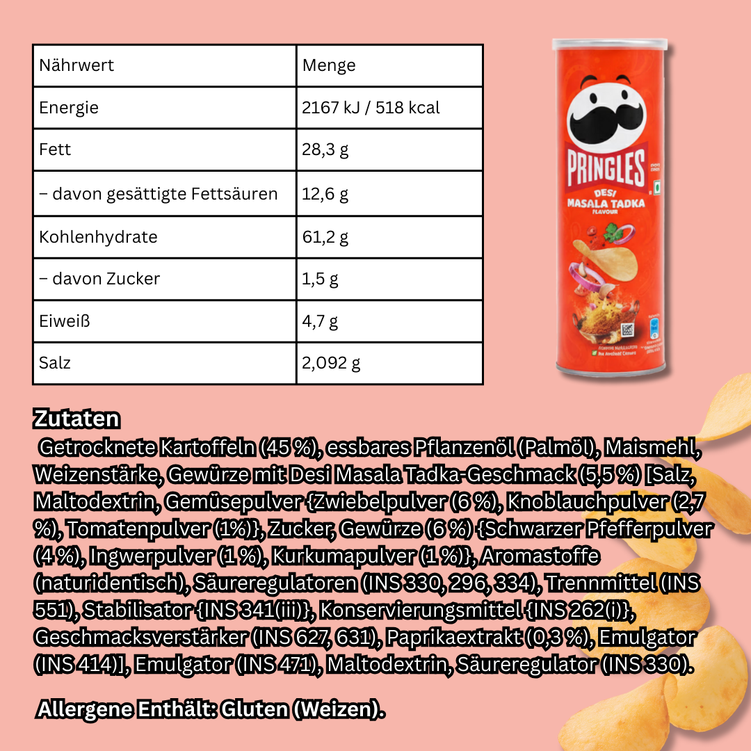 Pringles Desi Masala – 102 g | Würzige Chips mit authentischem Desi-Masala-Geschmack