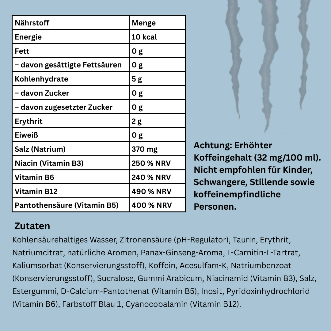 12x Monster Energy Ultra Blue – Hawaiian Flavor Zero Sugar Energy Drink mit Koffein & Taurin, 12x 473 ml Dose