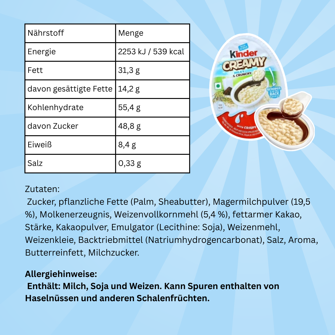 1x Kinder Creamy – Milky & Crunchy – Knusprig-cremiger Milchsnack (1x19 g)