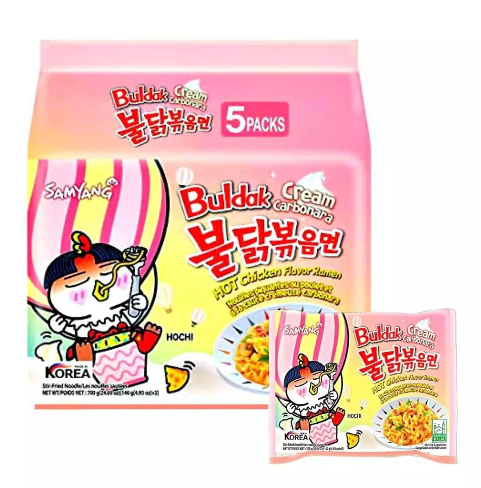 5 x Buldak Cremige Carbonara (140g) – Cremig + Käsehaltig