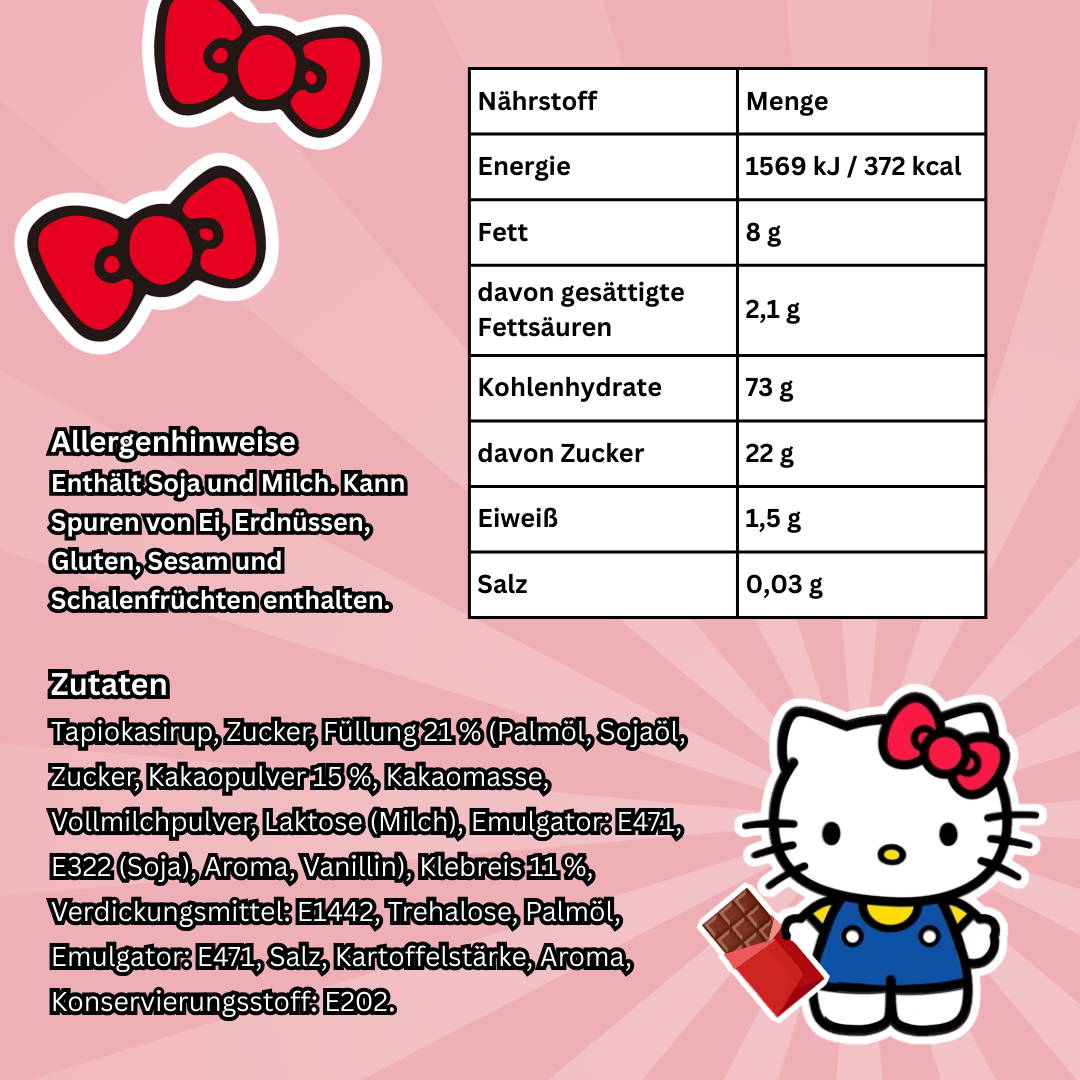 Tokimeki Hello Kitty Mini Mochi Chocolate – Gefüllte Mochi mit Schokoladencreme, 2x4 Stück, 80 g