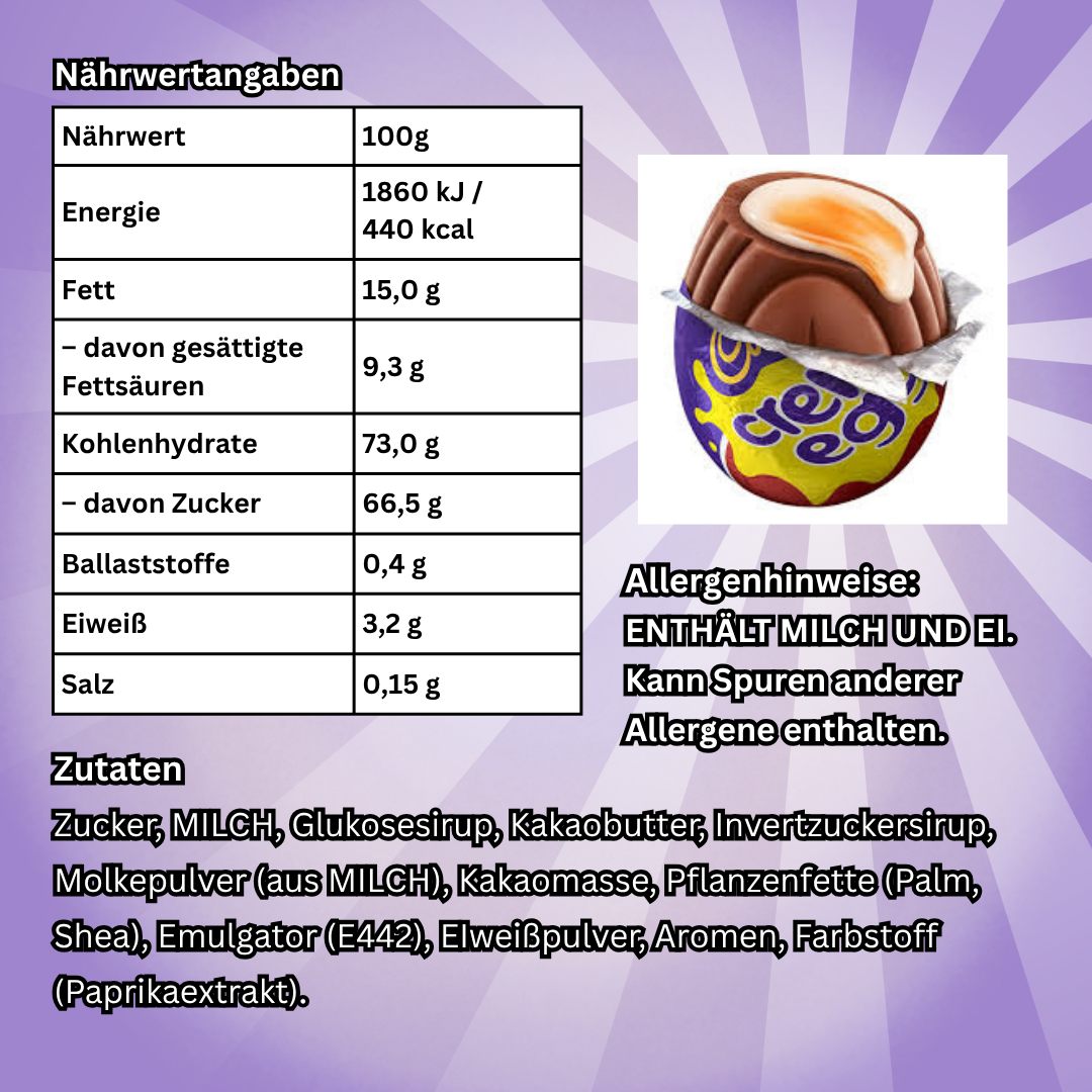 1x Cadbury Creme Egg Gefülltes Schokoladenei mit Fondantfüllung 40g