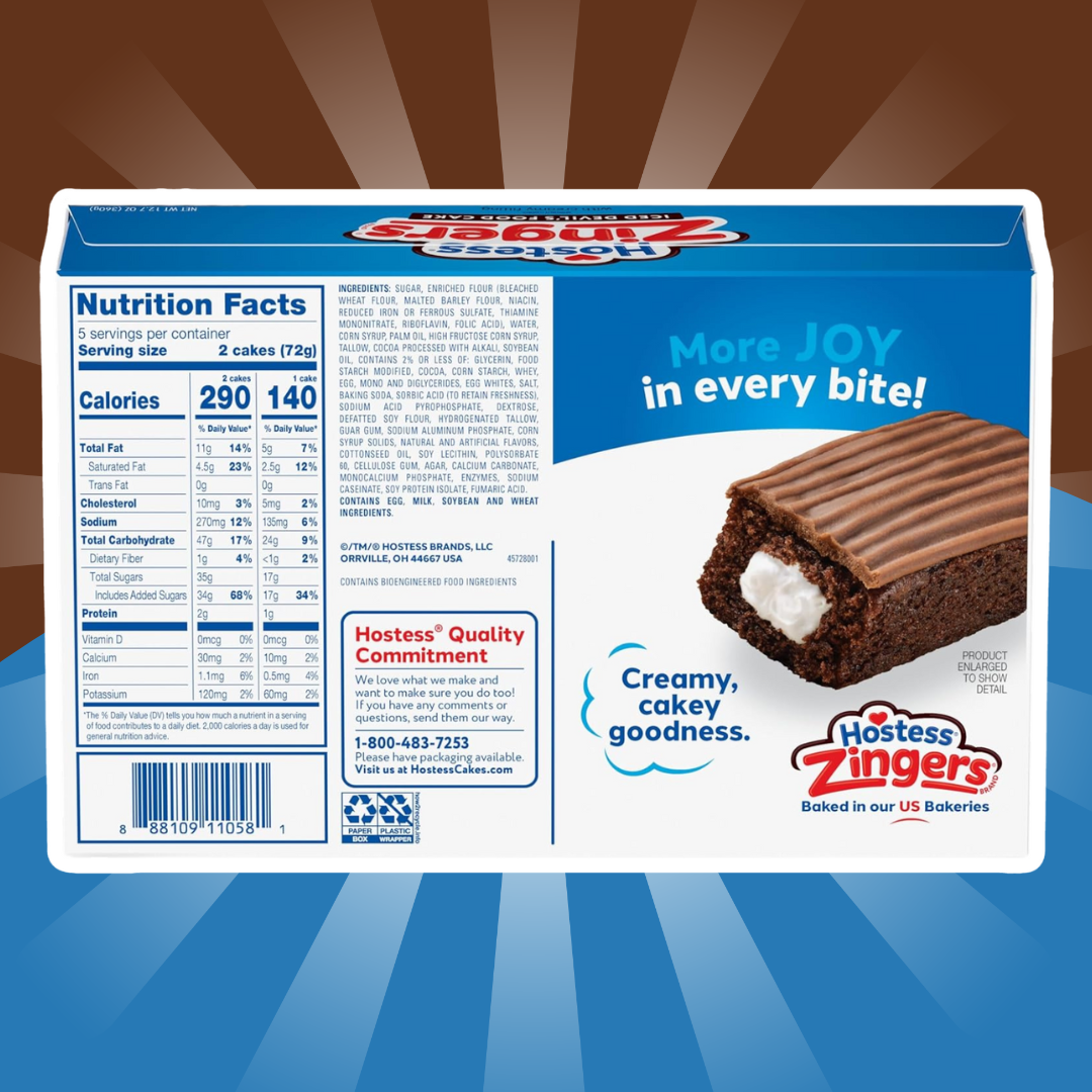 Hostess Zingers Iced Devil’s Food Cake – Schokoladenkuchen mit Zuckerglasur | 10 Stück