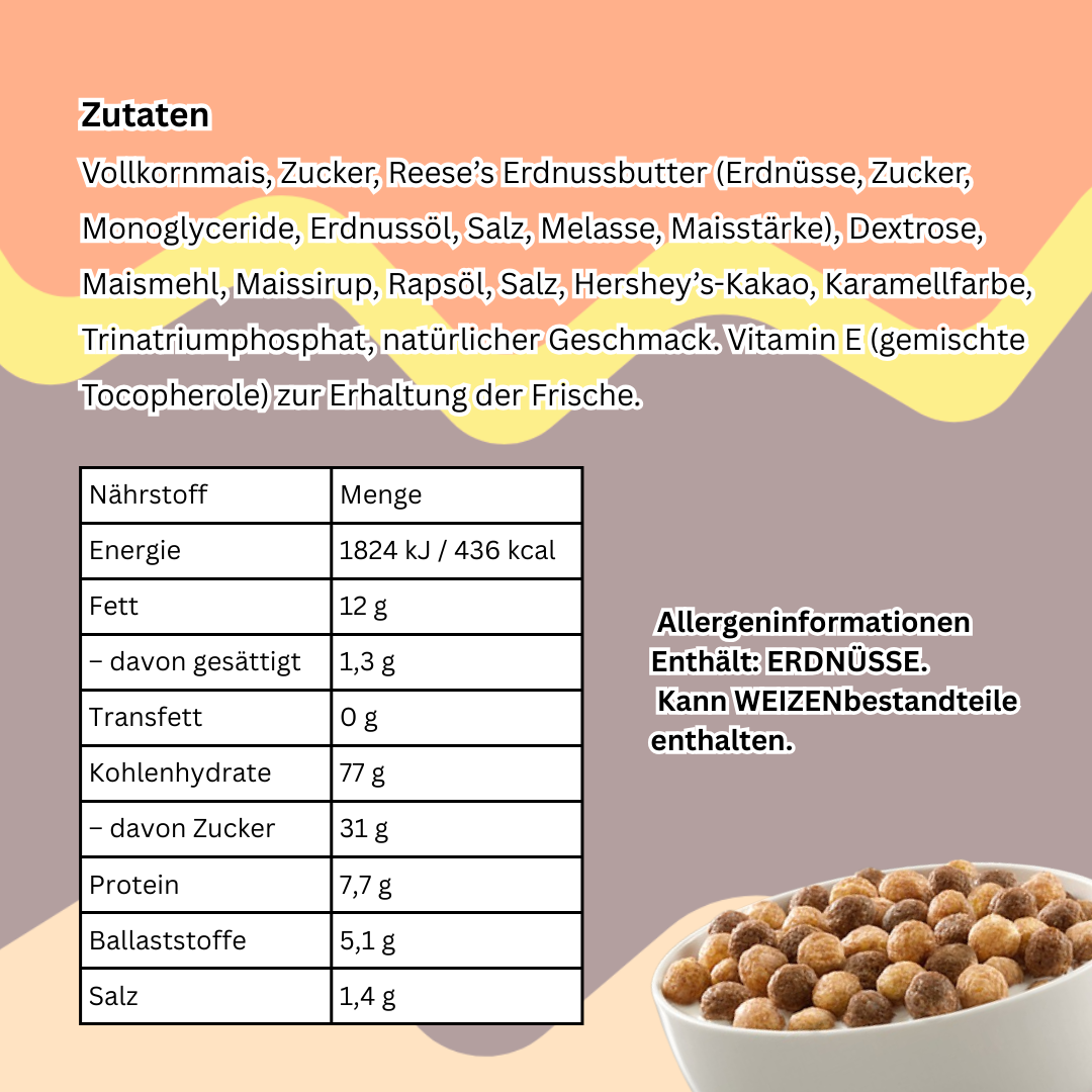 Reese’s Puffs Cereal 326g – Peanut Butter & Chocolate Flavoured Whole Grain Corn Puffs