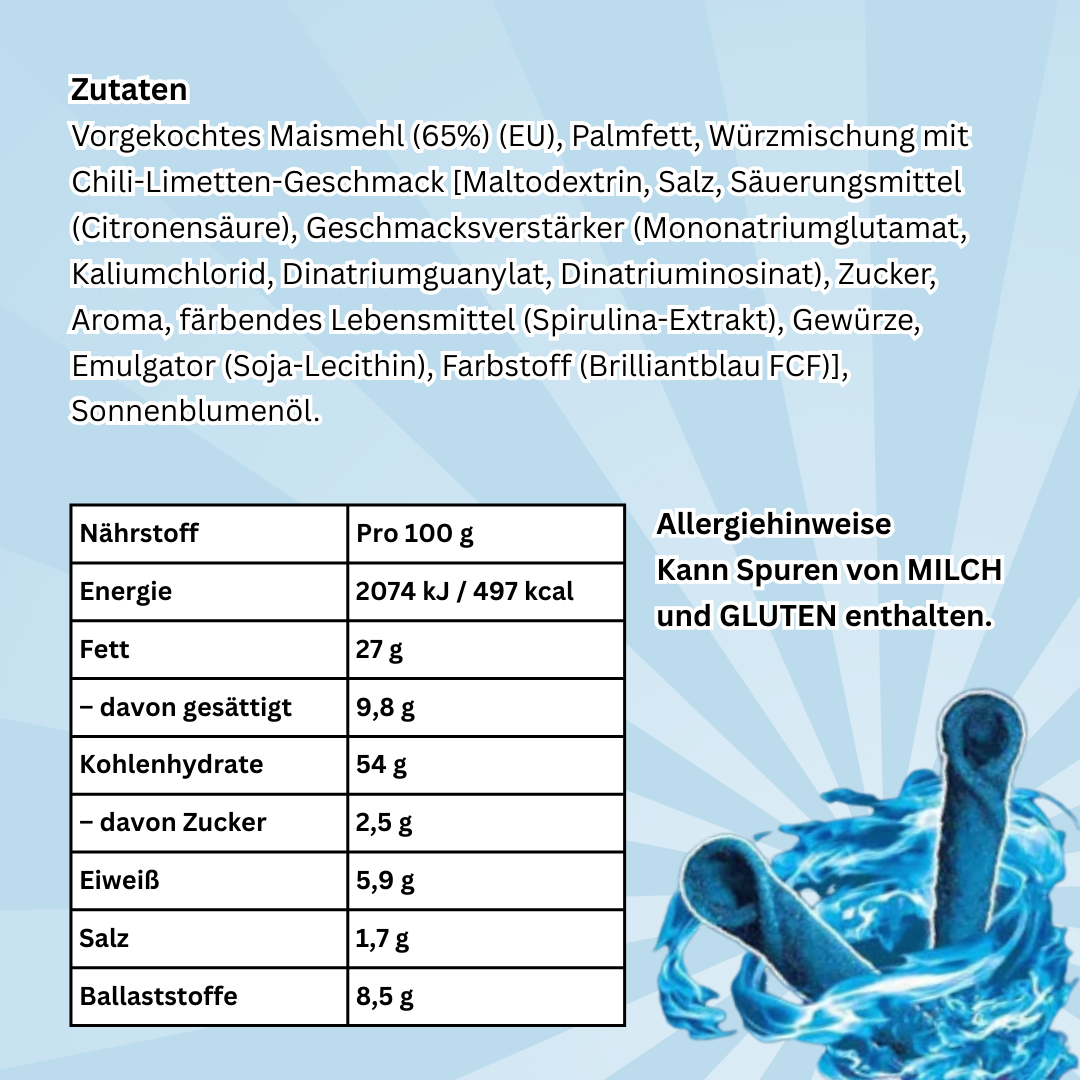 1x Takis Blue Heat Chips – 1x 100g – Scharf und würzig mit Chili-Limetten-Geschmack