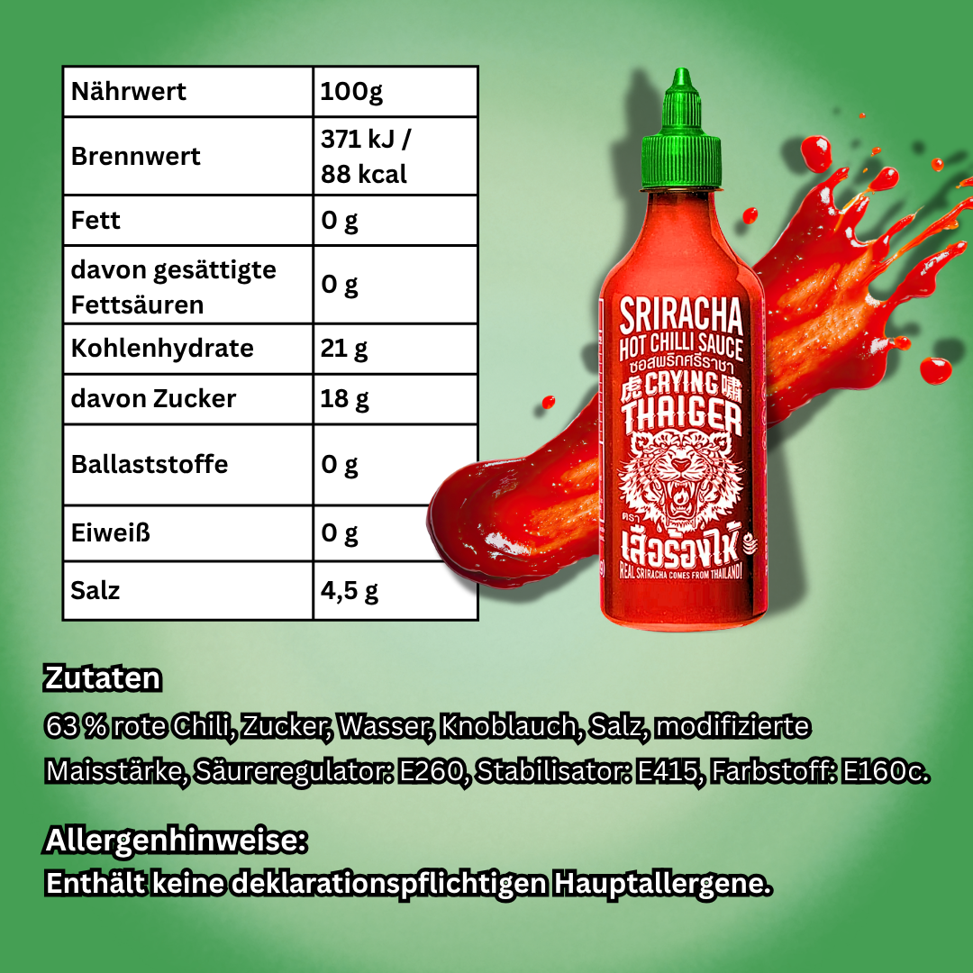 1x Crying Thaiger Sriracha Hot Chili Sauce Scharfe Chilisauce 740 ml