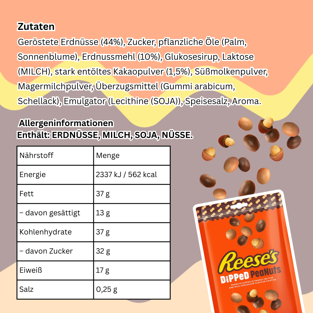 10x Reese’s Dipped Peanuts – Erdnüsse mit Schokoladenüberzug, 10x 90 g