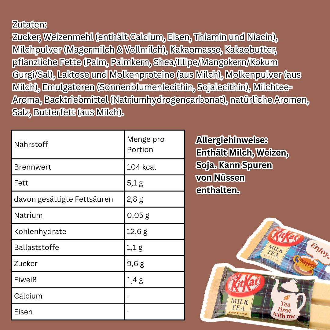 1x Kit Kat Mini Milk Tea – Knusprige Schokoladen-Waffeln mit cremigem Milchtee-Geschmack (1x81.2g)