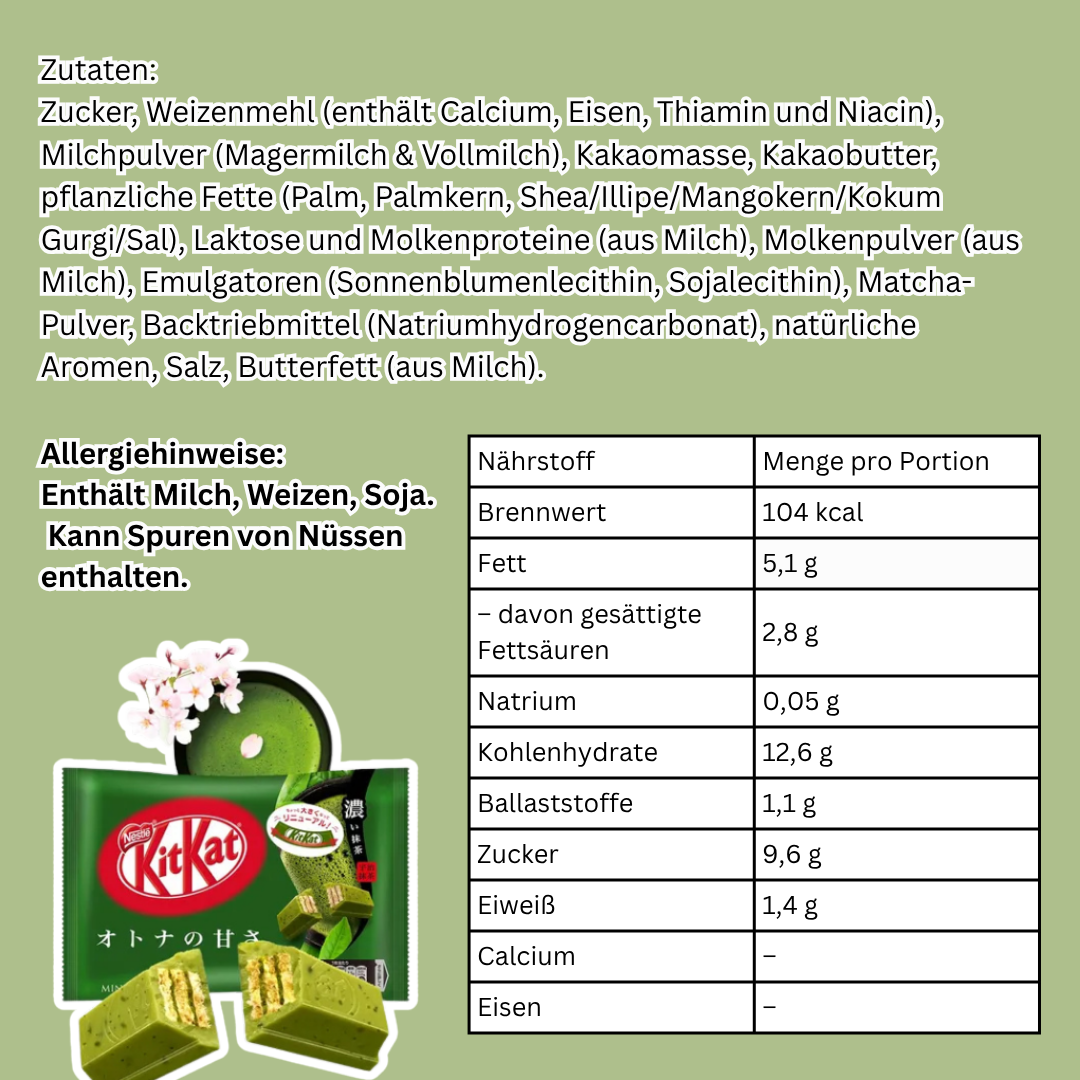 1x Kit Kat Mini Matcha – Knusprige Schokoladen-Waffeln mit feinem Matcha-Geschmack (1x81.2g)