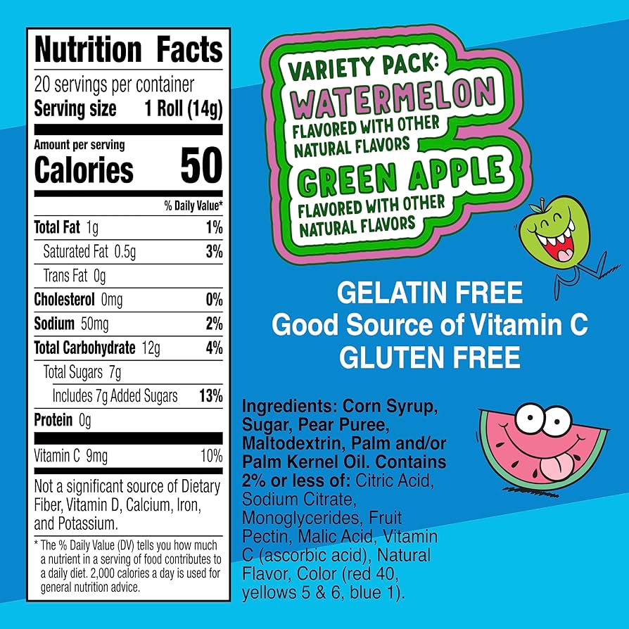 Fruit Roll-Ups Jolly Rancher Variety Pack – 10 Röllchen × 12 Packungen | Glutenfreie Fruchtsnacks