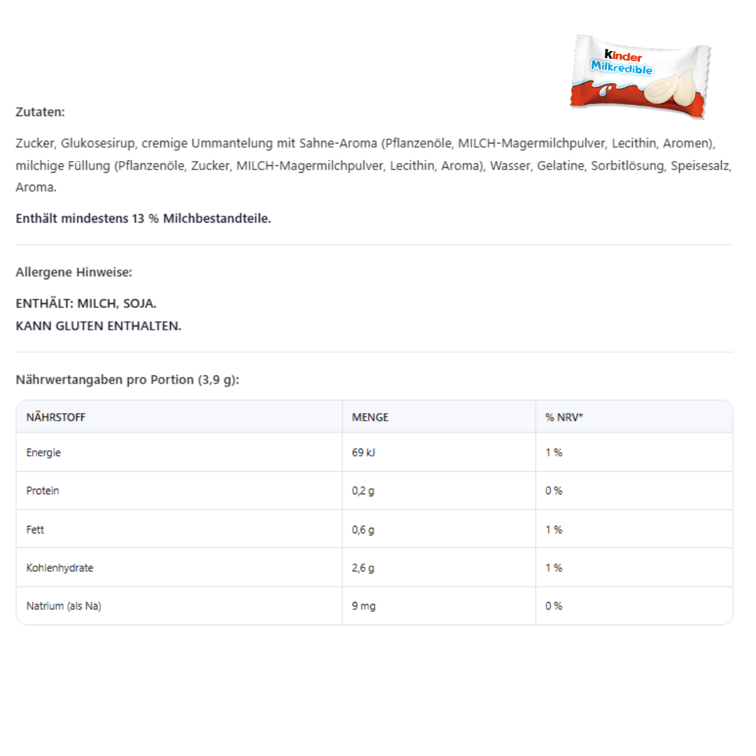 Kinder MilkRedible „Milch-Tropfen“ mit Milch-Füllung – Milchige Kaugummis mit flüssigem Milchkern – 46,8 g