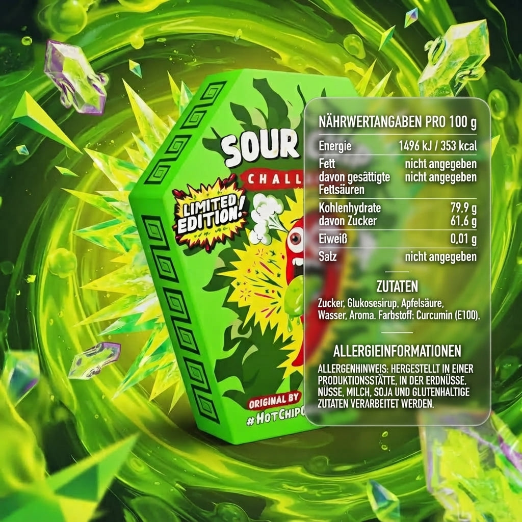 Sour Chip Challenge – Extrem saures Hartbonbon mit Zitronengeschmack 4,55 g