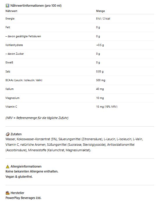 LA Lakers Limited Edition | 500ml | Elektrolyt-Sportgetränk mit Kokoswasser | BCAAs & Antioxidantien | Ohne Zucker | Zitronenlimonade