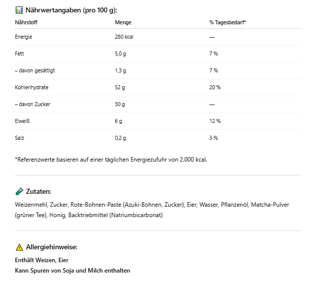Dorayaki Matcha Rote Bohnen 165g MHD 05/2025