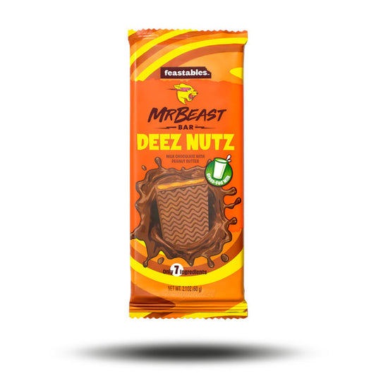 Feastables MrBeast Bar “Deez Nutz” – Schokolade mit Erdnussbutter, 35 g (MHD 04/2025)