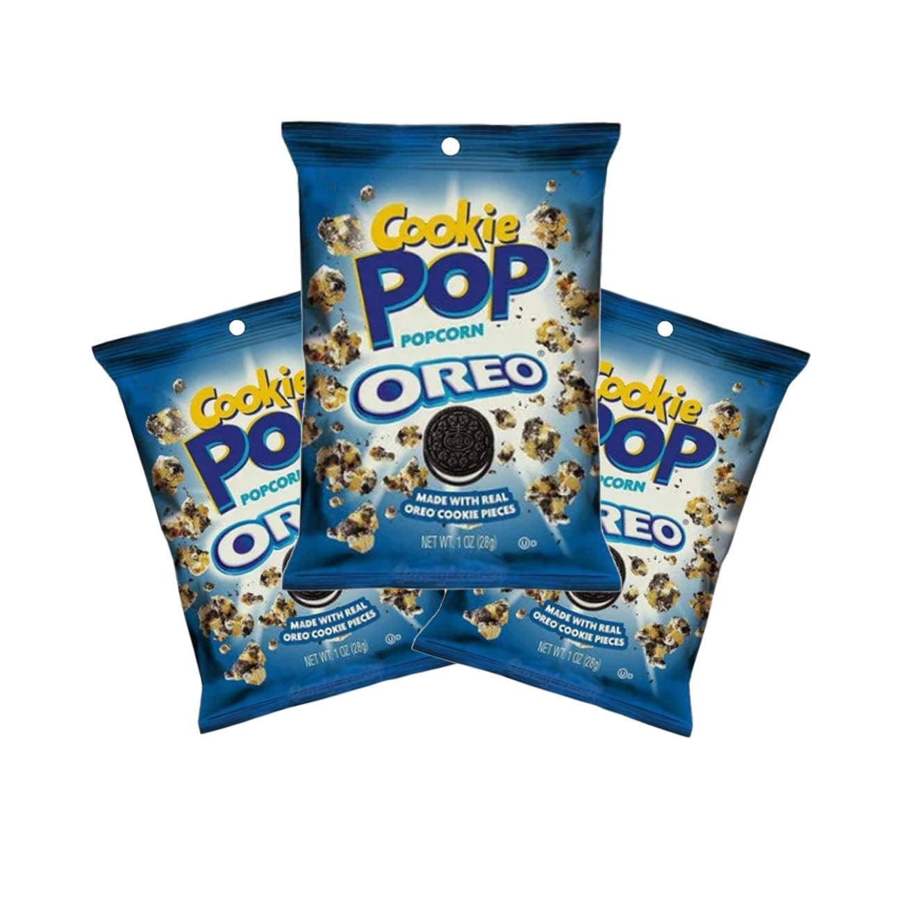 Candy Pop Popcorn Oreo 3er-Pack à 28g - Knuspriges Popcorn mit echten Oreo-Stückchen - Perfekt für Filmabende und Snacks