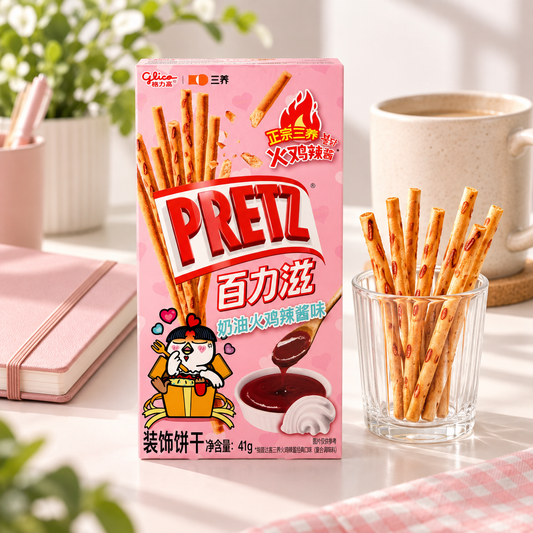 Glico PRETZ – Buldak Weizensticks mit cremig-scharfem Hähnchensaucen-Geschmack, 41 g