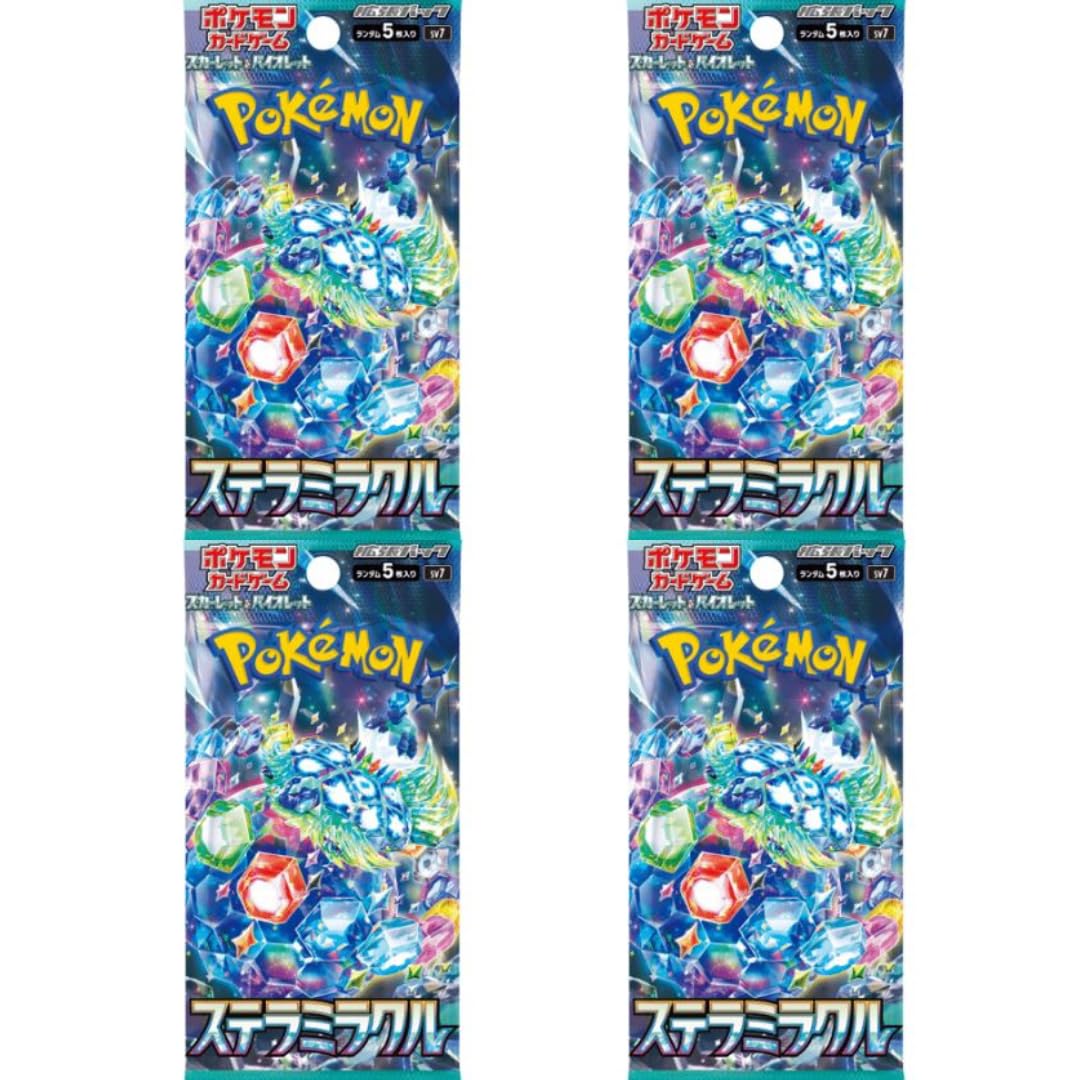 4x Pokemon Stellar Miracle Sv7 Booster - mit 4 Booster a 5 Karten - JAPANISCH