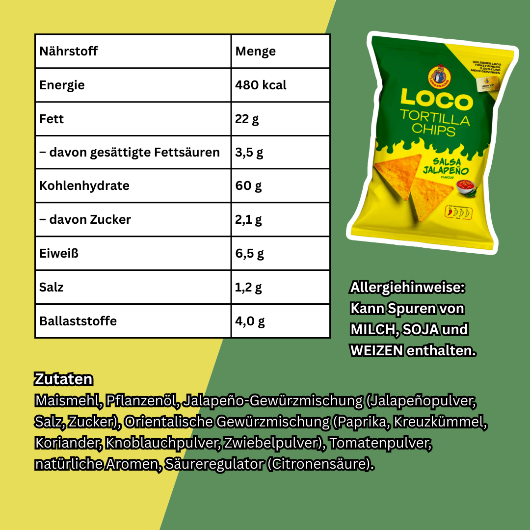 Loco Tortilla Chips – Salsa Jalapeño & Orientalische Gewürze | Extra Knuspriger Gourmet-Snack | 100g