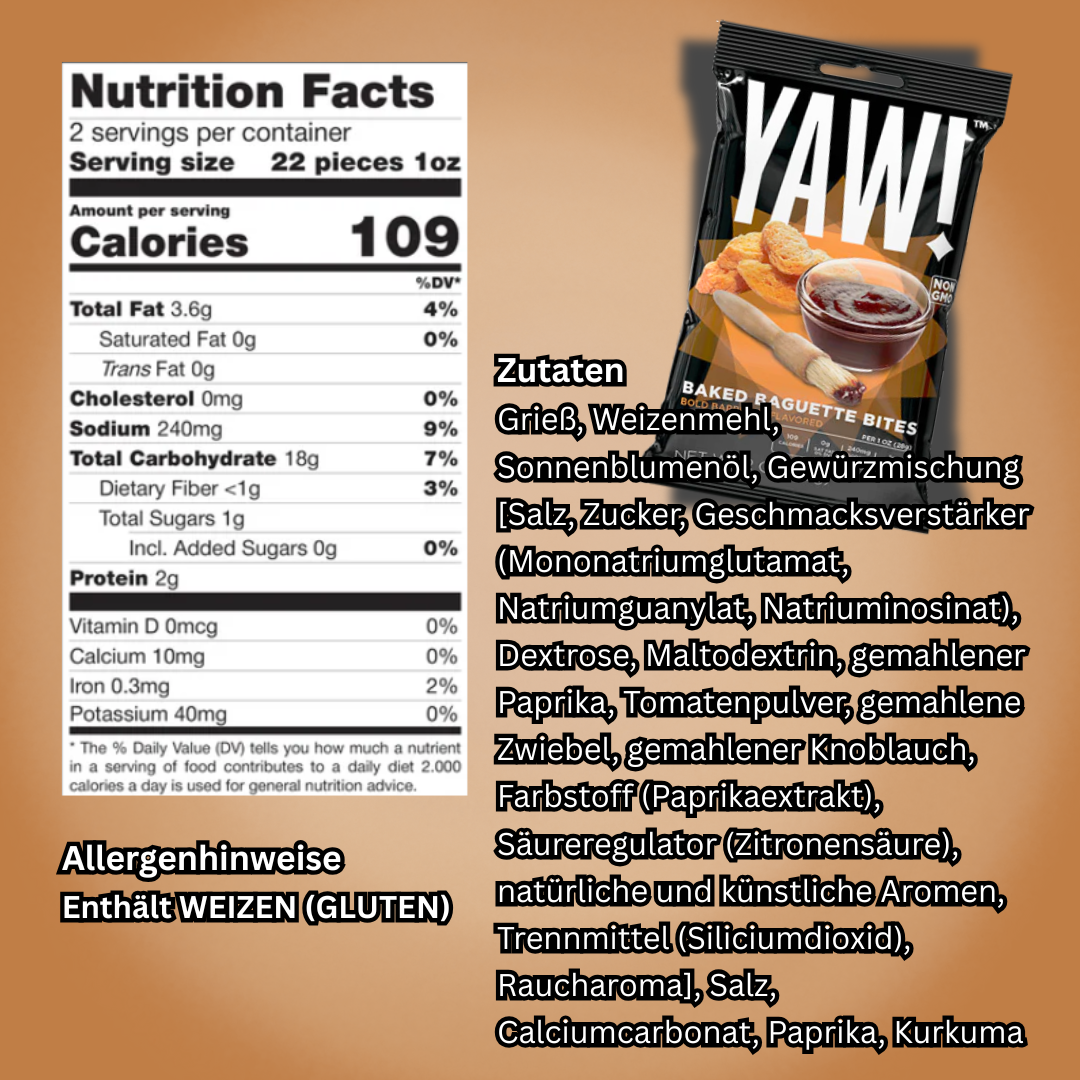 YAW! Baked Baguette Bites – Knusprige Snacksticks, 50 g (verschiedene Geschmacksrichtungen)