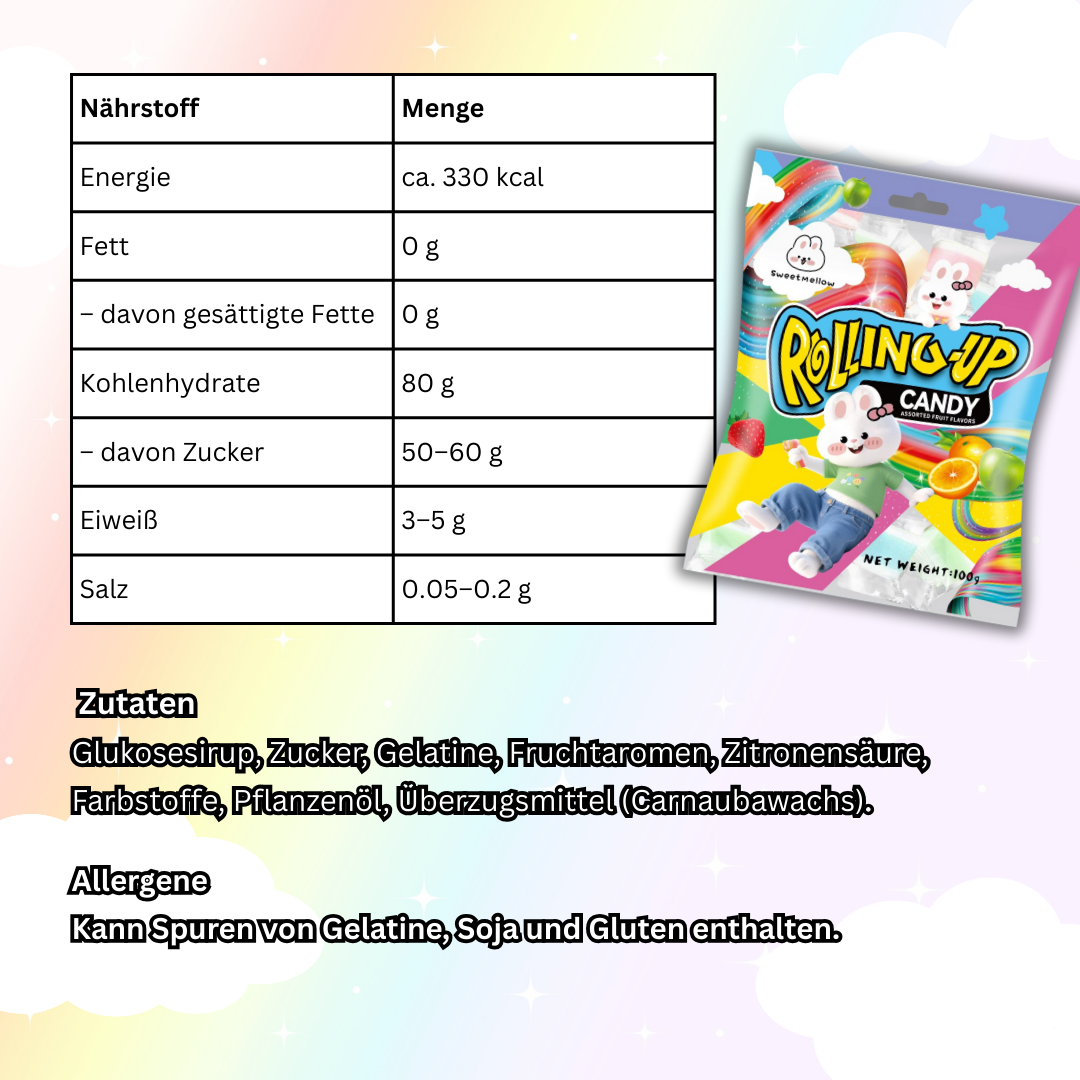 TXMM Rolling-Up Candy – Fruchtige Kaustreifen | Mixed Fruit | 100 g