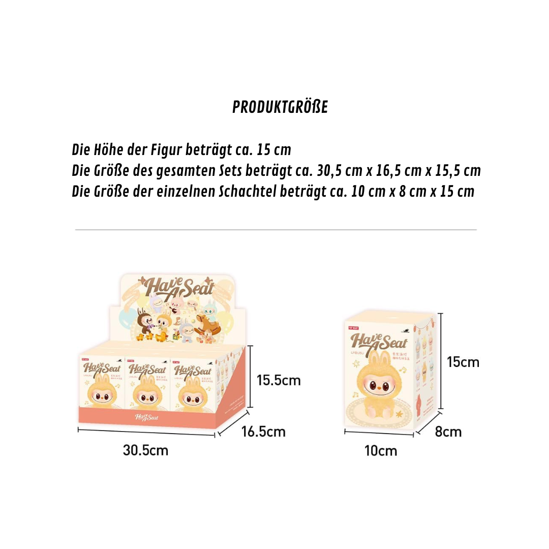 POP MART THE MONSTERS Labubu Have a Seat Überraschungsbox – 15 cm Plüschfigur • 100 % Original mit QR-Code zur Echtheitsprüfung