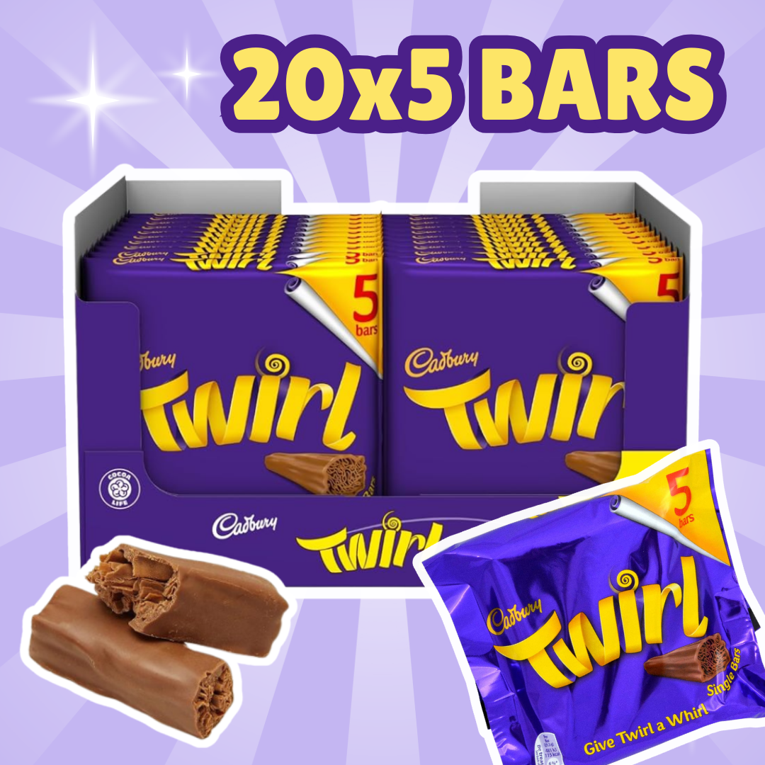 20x5er Cadbury Twirl – Zarte Milchschokoladenriegel Pack | 100×21,5 g