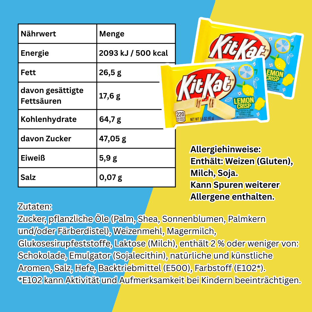2x KitKat Lemon Crisp – Zitronenwaffel mit Schokolade | 2×42 g