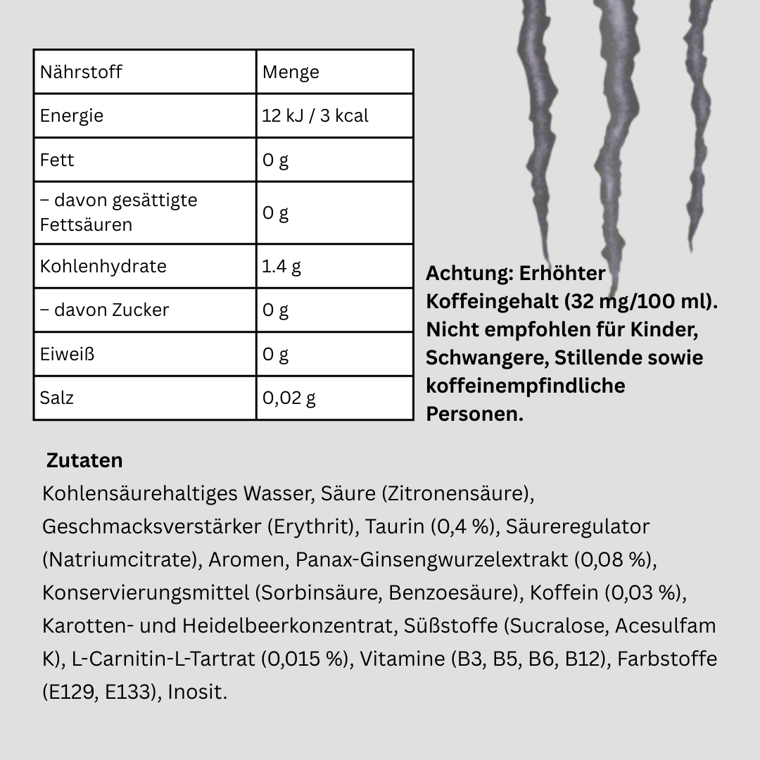 12x Monster Energy Ultra Black – 500 ml Dose | Zuckerfreier Energy Drink mit Black-Cherry-Geschmack