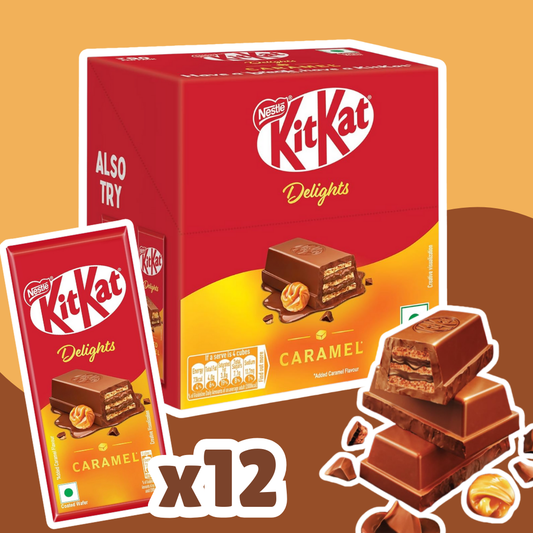 12x 50g KitKat Delights Caramel | Knusprige Schokoriegel mit Karamellnote | Vorratspack