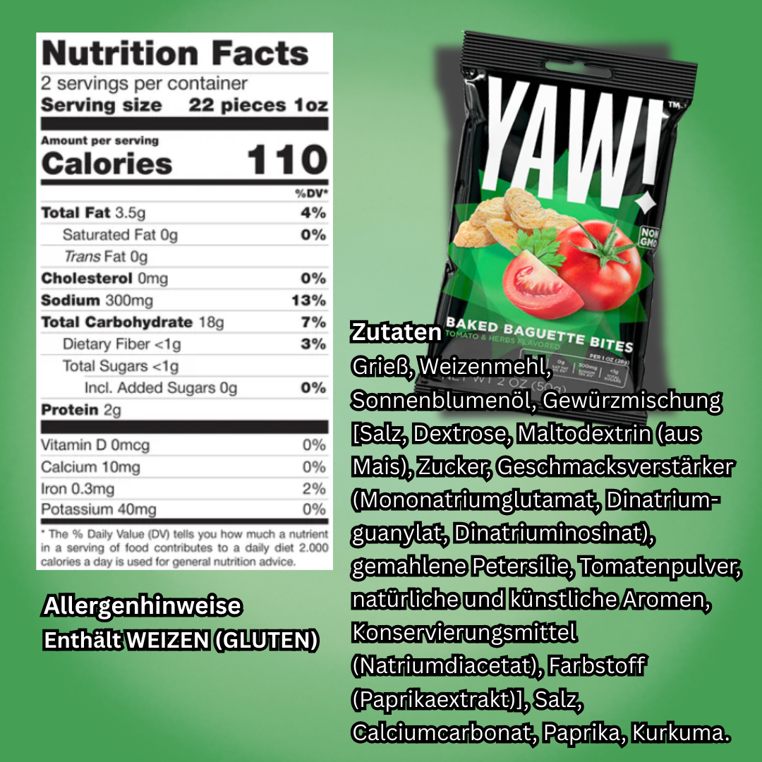 YAW! Baked Baguette Bites – Knusprige Snacksticks, 50 g (verschiedene Geschmacksrichtungen)