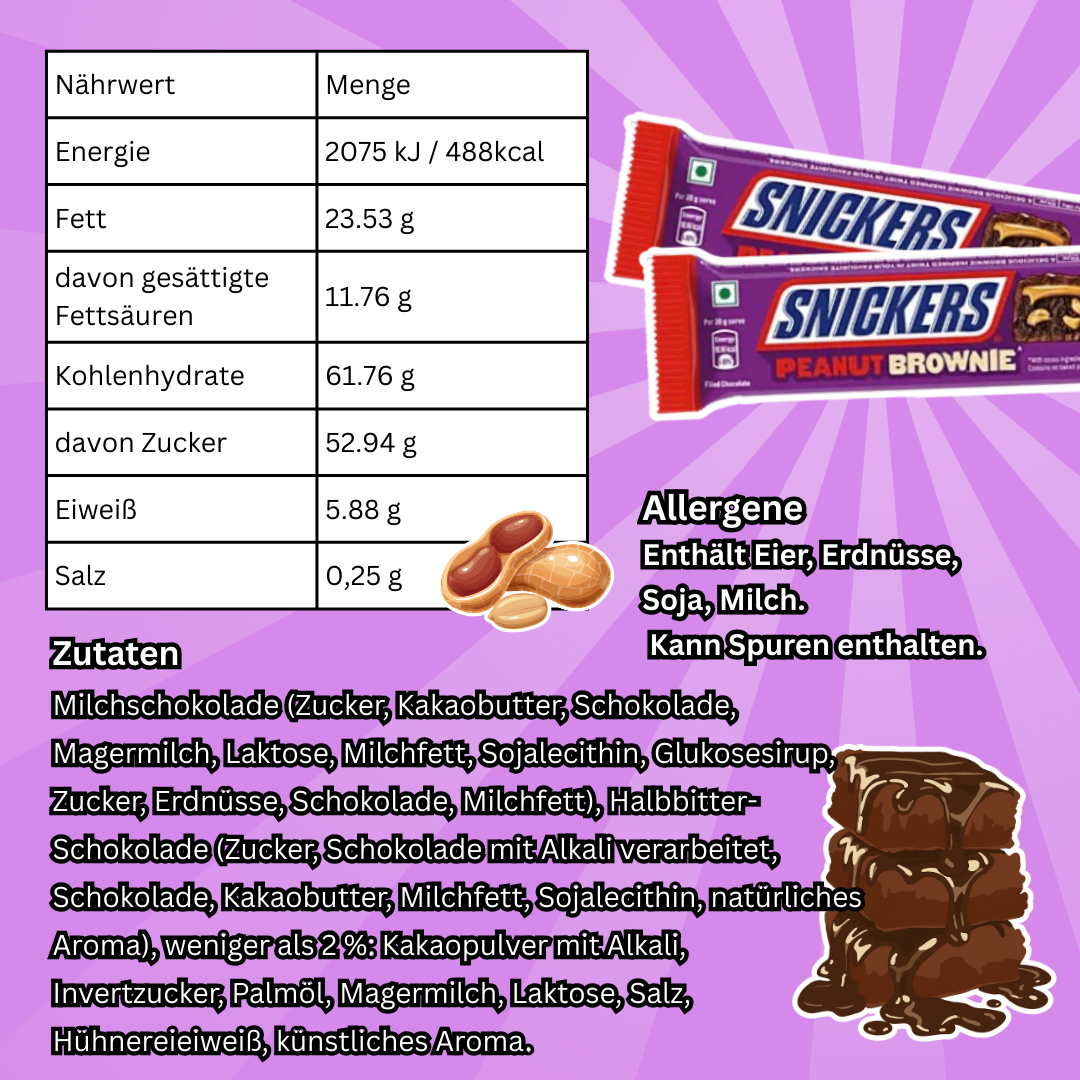 15× Snickers Chocolate Bars – Auswahl aus Almond / Peanut Brownie / Butterscotch / Berry Whip – 1 Box mit 15 Riegeln