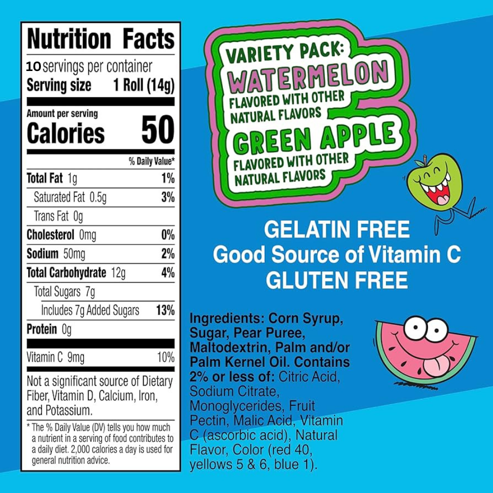 Fruit Roll-Ups Jolly Rancher Variety Pack – 10 Röllchen × 12 Packungen | Glutenfreie Fruchtsnacks