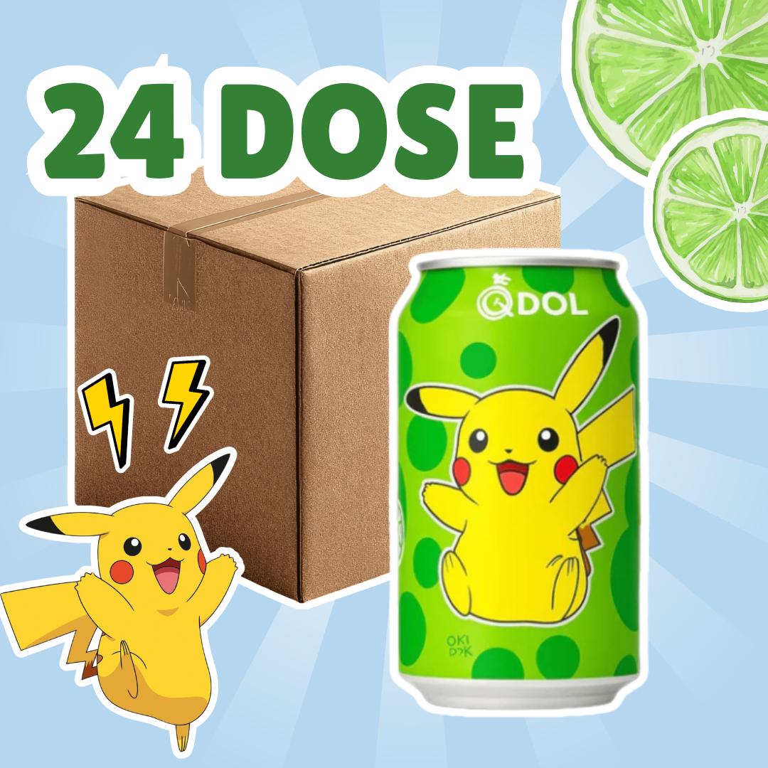 24x QDOL Pokémon Lime Sparkling Water – 330 ml | Erfrischendes Limetten-Erfrischungsgetränk