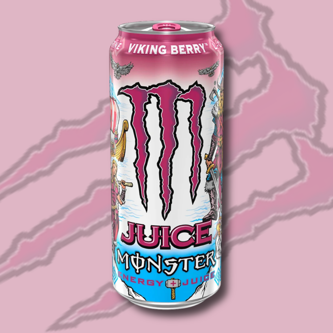 12x Monster Energy Juice Viking Berry – Fruchtiger Energy Drink mit Beeren- & Apfelgeschmack, Mit Koffein & Vitaminen, 12x 473 ml Dose