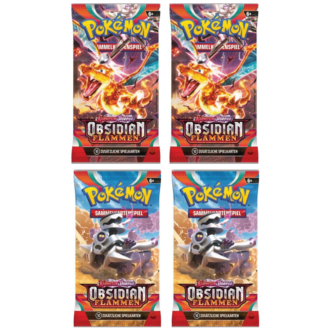 4x Pokémon TCG: Obsidian Flammen Booster Pack- DEUTSCH