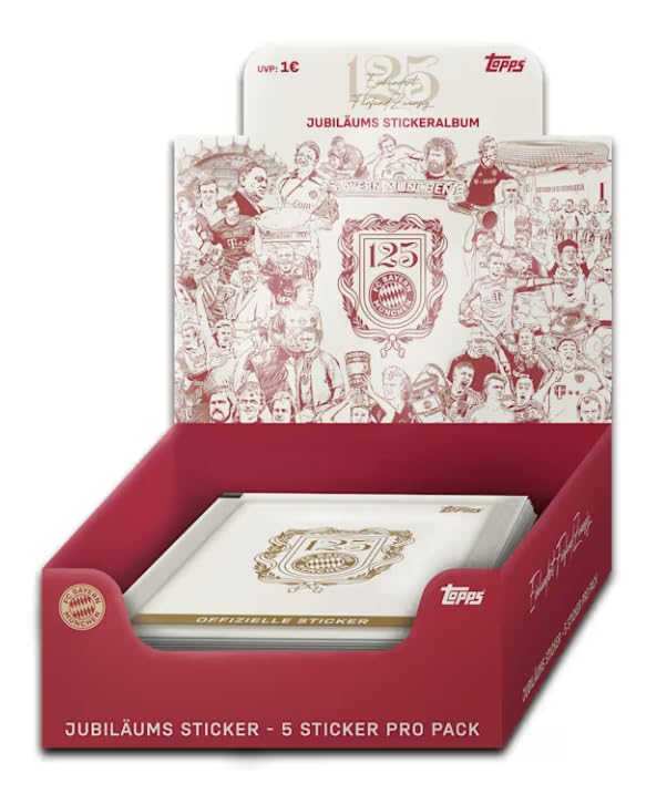 Topps Sticker Box – 125 Jahre Jubiläum Sammelspaß für Fans | FC Bayern München