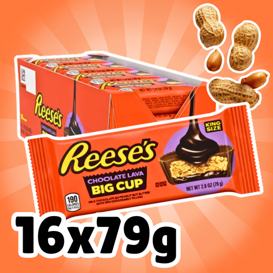 16x Reese’s Chocolate Lava Big Cup King Size 79 g – Milchschokolade mit flüssigem Erdnussbutterkern Multipack