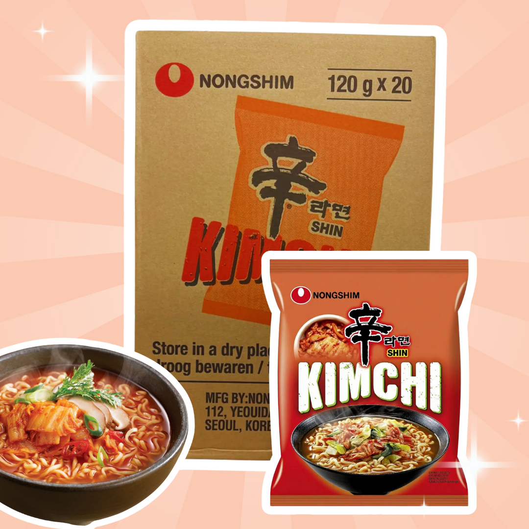 20x Nongshim Shin Kimchi Ramyun – 20er Pack (1 Karton) – Würzige Instant-Nudelsuppe mit Kimchi-Geschmack