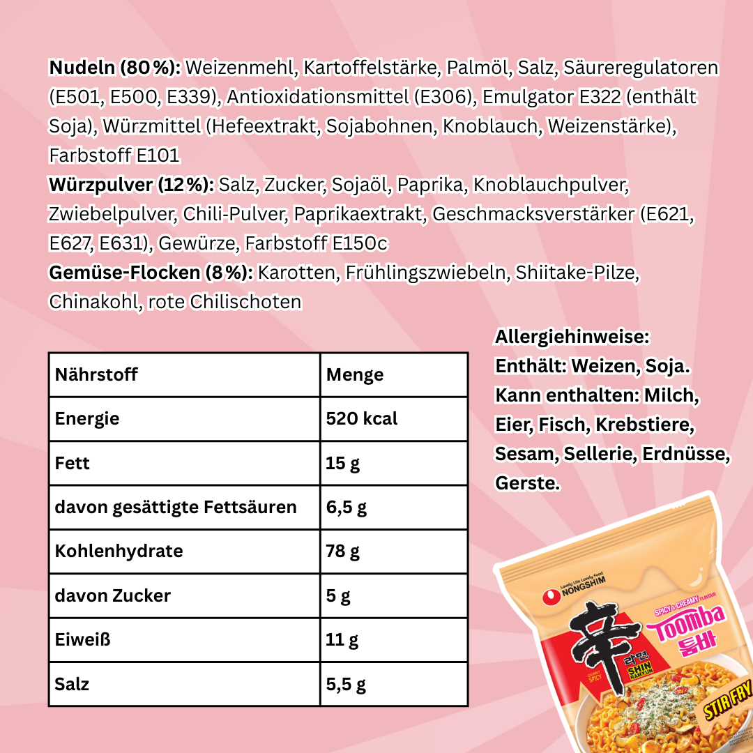 4x Nongshim Toomba Shin Ramyun – 4 er Pack – Creamig Instant-Nudelsuppe