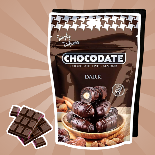 Chocodate Dark Chocolate – Datteln mit Zartbitterschokolade & Mandeln (90 g)