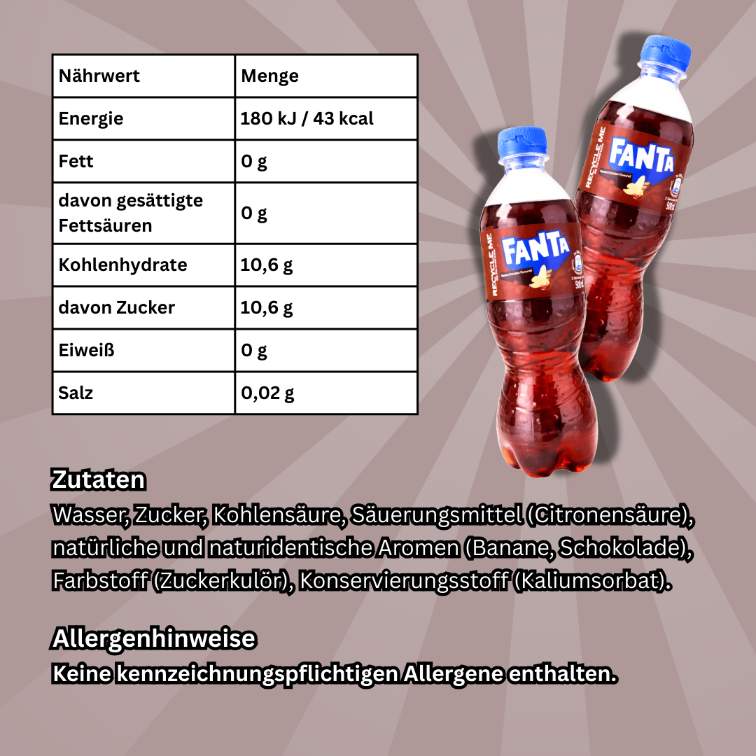 12x Fanta Banana Chocolate Flavour – Banane & Schokolade | 12x 500 ml