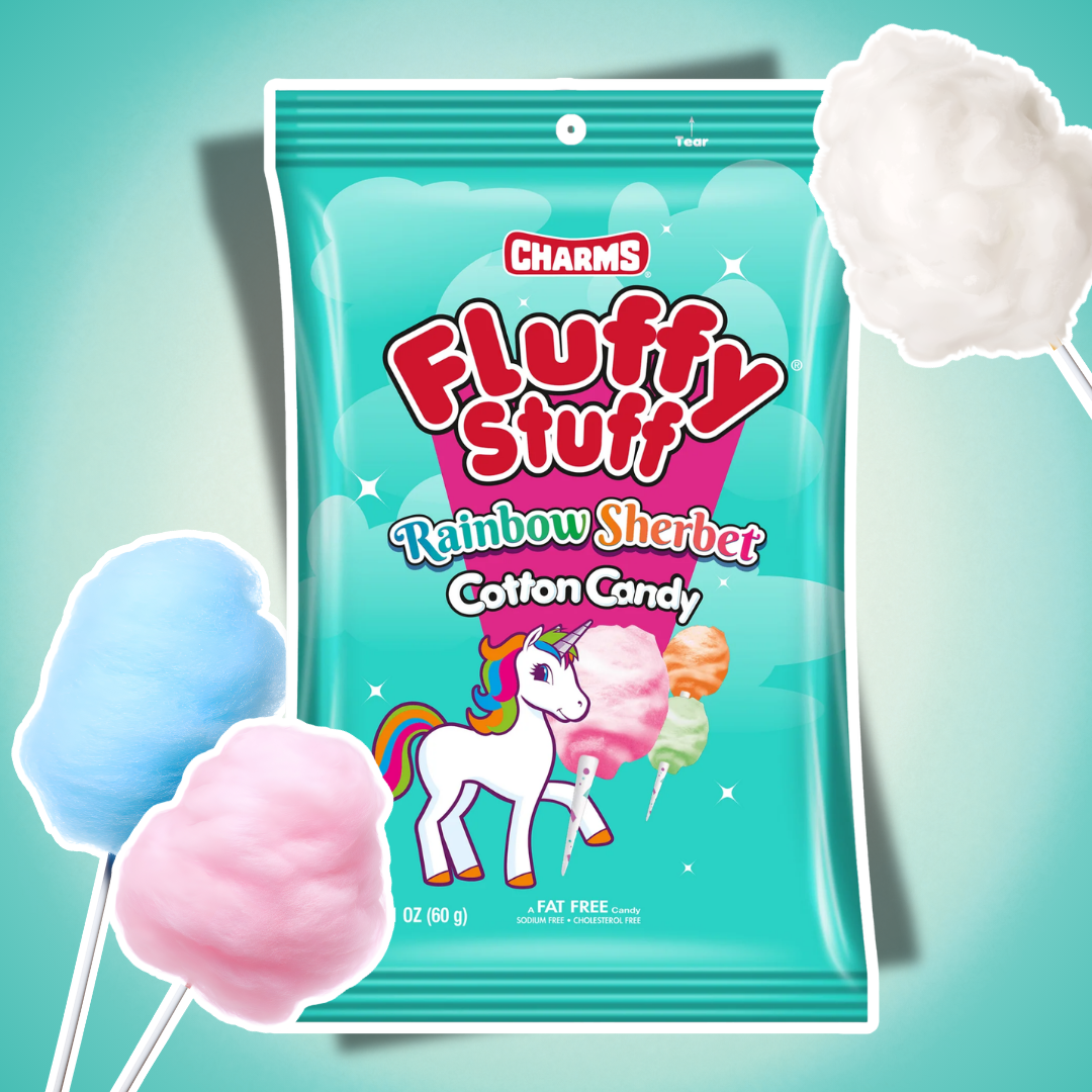 Fluffy Stuff Rainbow Sherbet Zuckerwatte 60 g – Fruchtige Cotton Candy mit Rainbow-Sherbet-Geschmack