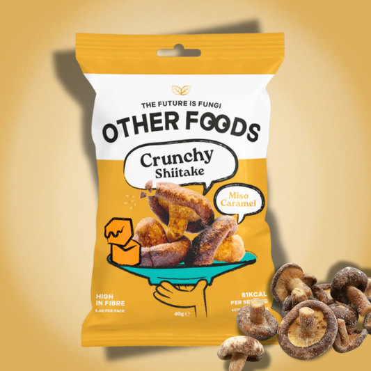 Other Foods Crunchy Shiitake Mushrooms Miso Caramel 40 g – Knusprige Shiitake-Pilze mit Miso-Karamell-Geschmack