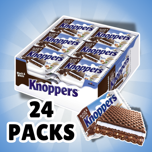 Knoppers Black & White 24 x 25 g – Dunkle Waffelschnitten mit Kakao und Haselnüssen, 600 g