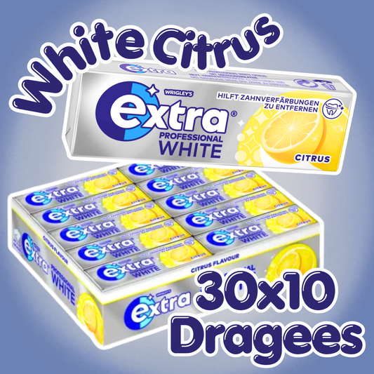 Wrigley's Extra Professional White Citrus Kaugummi 30 x 10 Dragees – Zuckerfreier Kaugummi mit Citrusgeschmack