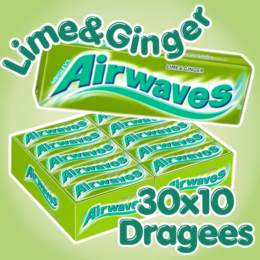 Wrigley's Airwaves Lime & Ginger Kaugummi 30 x 10 Dragees – Zuckerfreier Kaugummi mit Limetten- und Ingwergeschmack