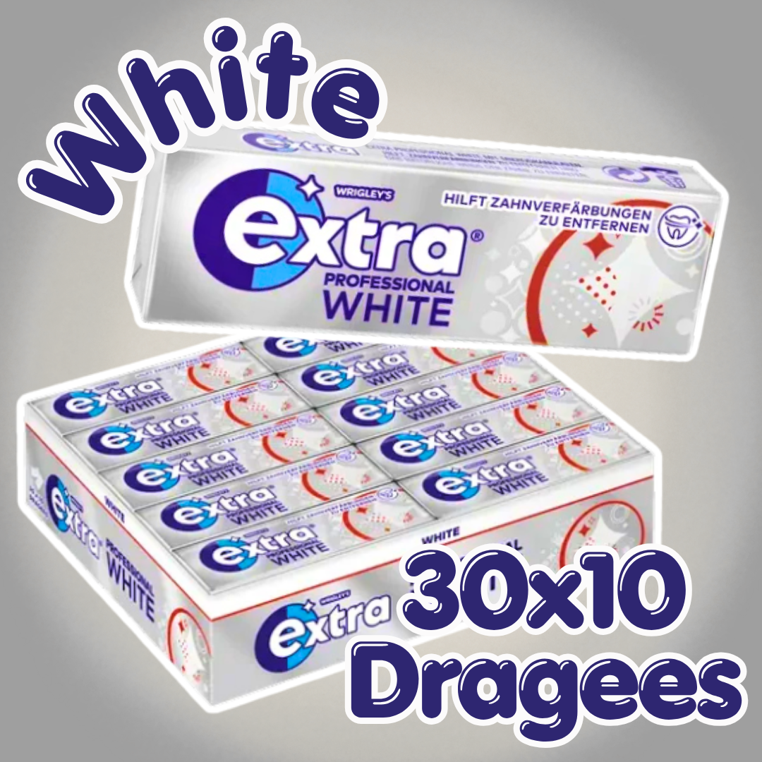 Wrigley's Extra Professional White Kaugummi 30 x 10 Dragees – Zuckerfreier Zahnpflege-Kaugummi